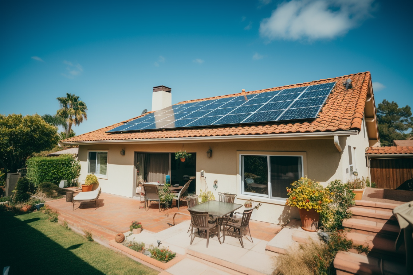 a regular home with a large solar panel array on it's roof