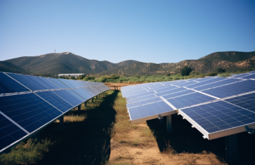 solar panel array in a field