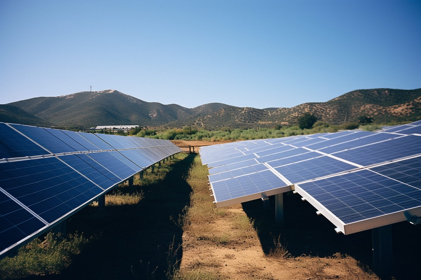 solar panel array in a field